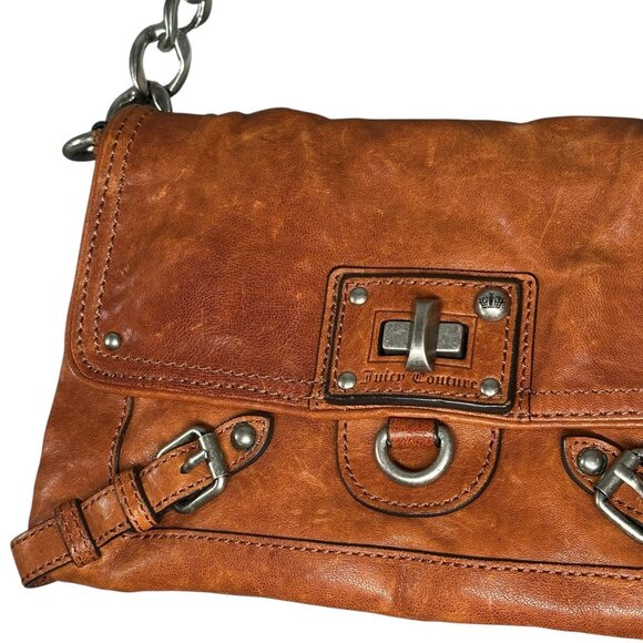 Vintage Y2K Juicy Couture brown Leather Bag with Heavy Chain Strap - Picture 2 of 16